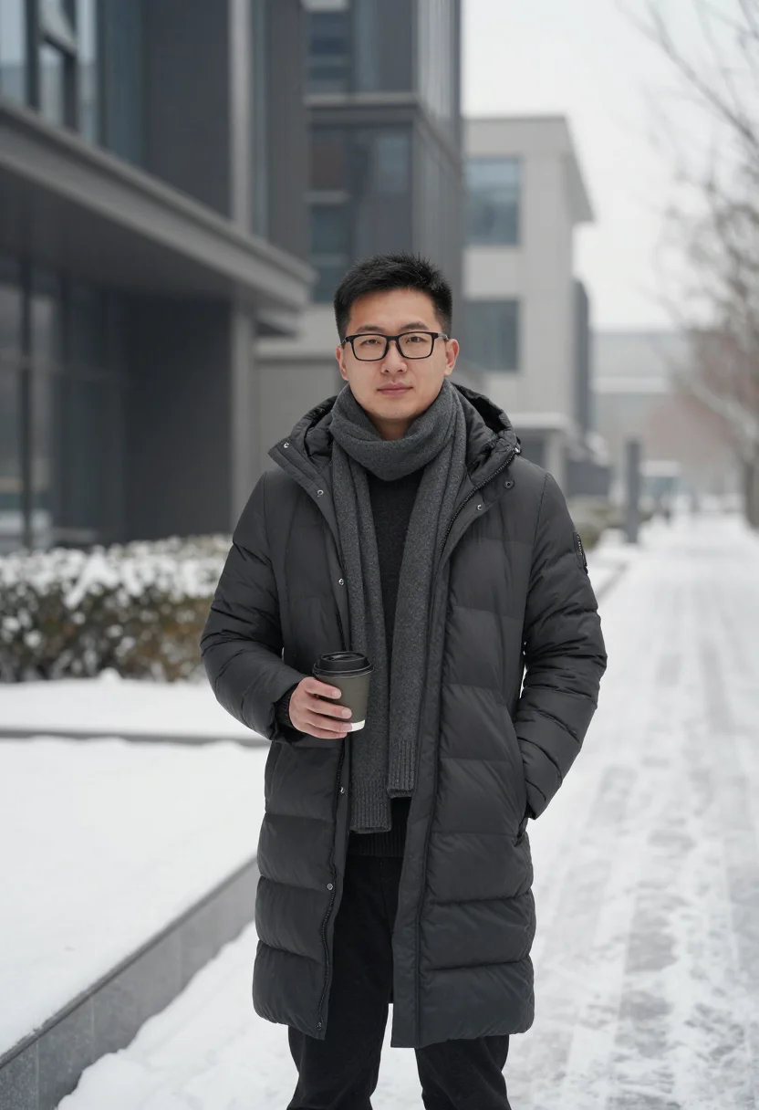 AI zhongguancun ai snow charcoal sample — portrait of an AI researcher, half-length portrait of a Nort