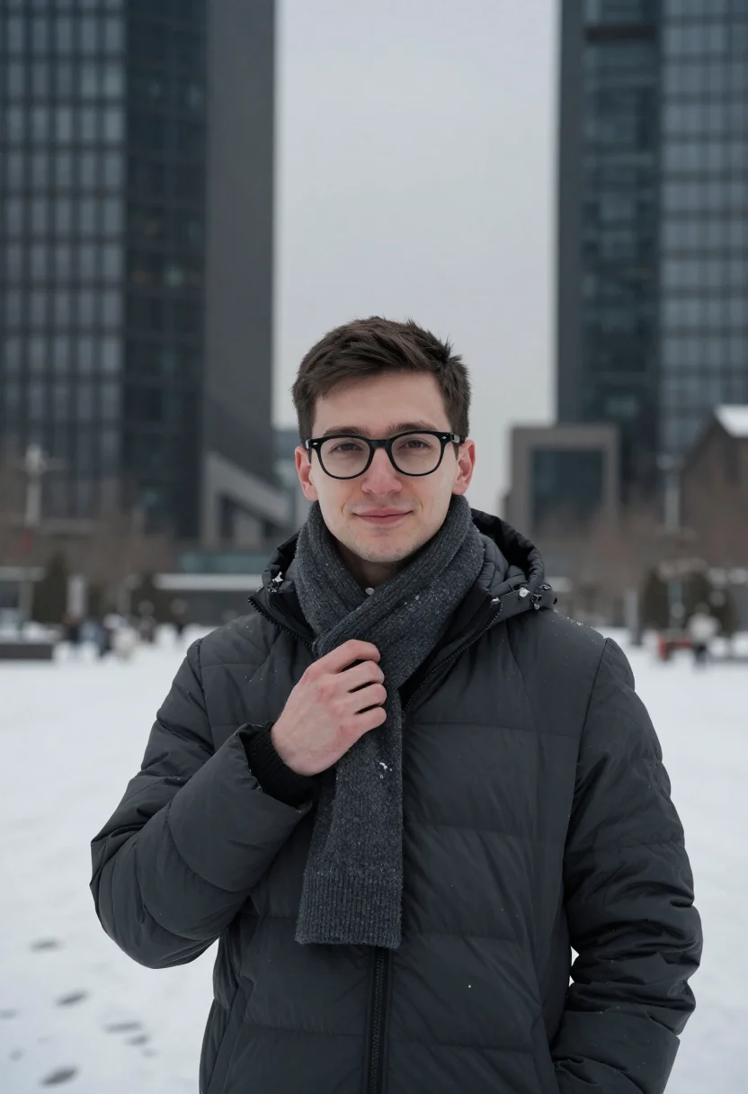 AI zhongguancun ai snow charcoal sample — portrait of an AI researcher, chest-up portrait of a Western
