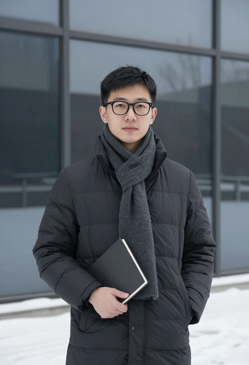 AI zhongguancun ai snow charcoal sample — portrait of an AI researcher, half-length portrait of a Han