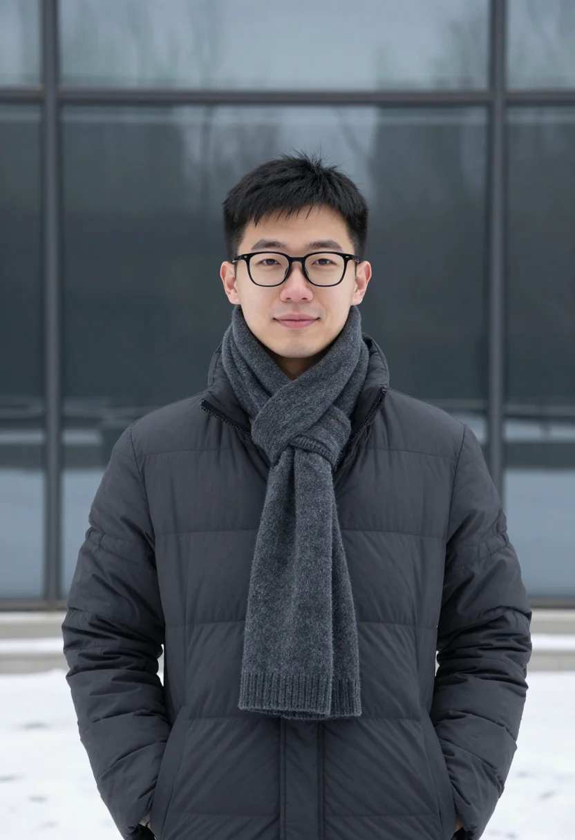 AI zhongguancun ai snow charcoal sample — portrait of an AI researcher, chest-up portrait of a Han Chi