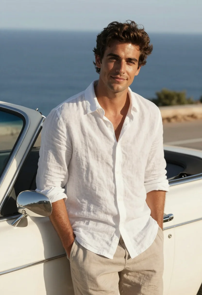 AI zindagi na milegi dobara costa brava white sample — portrait of a man, a Catalan man in his late twenties with f