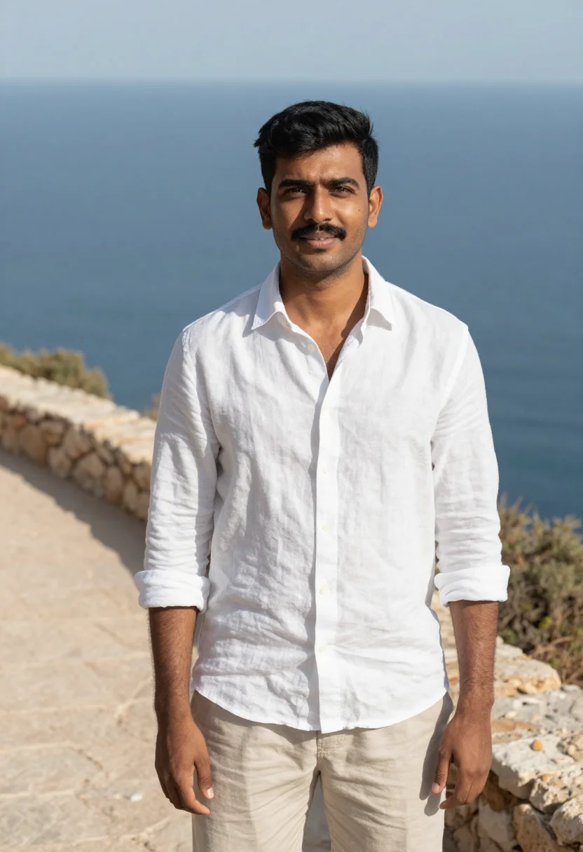 AI zindagi na milegi dobara costa brava white sample — portrait of a man, a Maharashtrian man in his late twenties