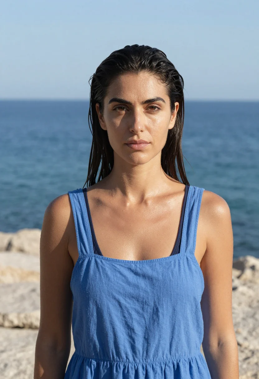 AI znmd laila costa brava diving blue sample — portrait of a woman, an Italian woman in her early thirties