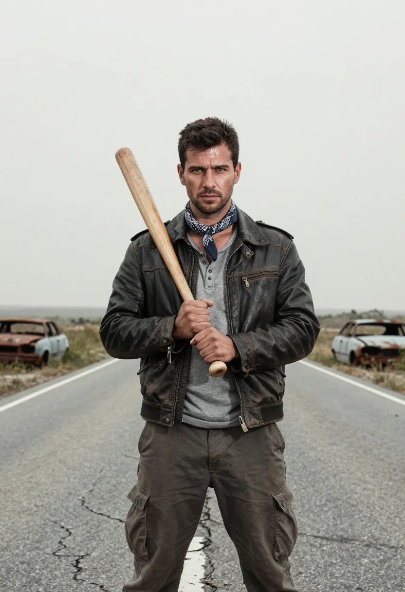 AI zombie apocalypse sample — portrait of a man, half-length portrait of a Western-Europea