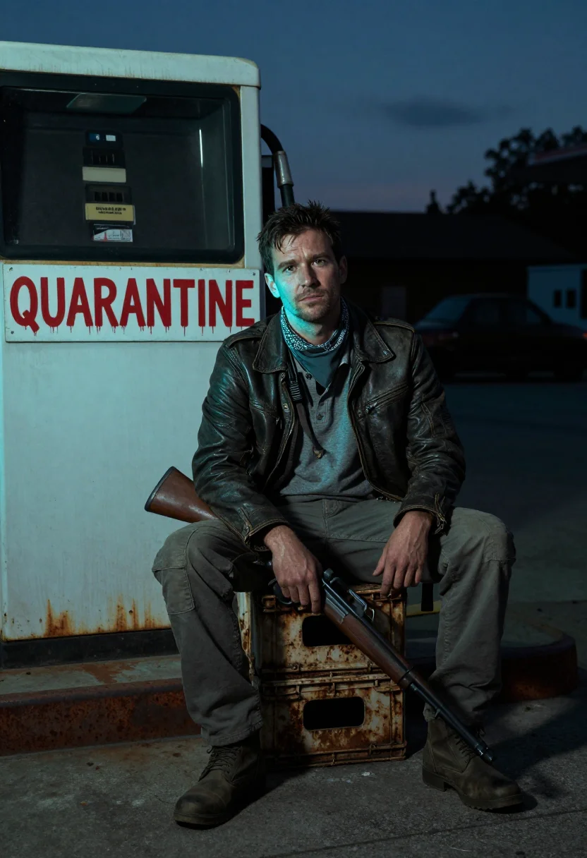 AI zombie apocalypse sample — portrait of a man, full-length portrait of a Western-Europea