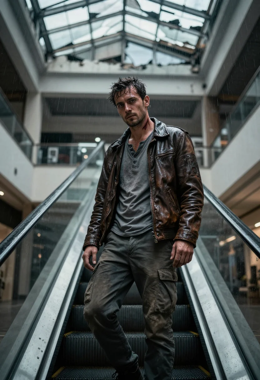 AI zombie apocalypse sample — portrait of a man, three-quarter-length portrait of a Wester