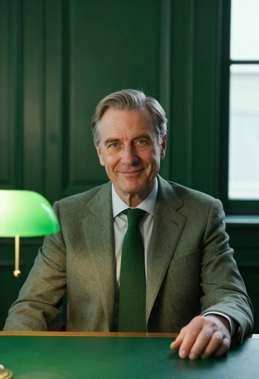 AI zurich banker loden sample — portrait of a man, framed chest-up from the ribs with the bo